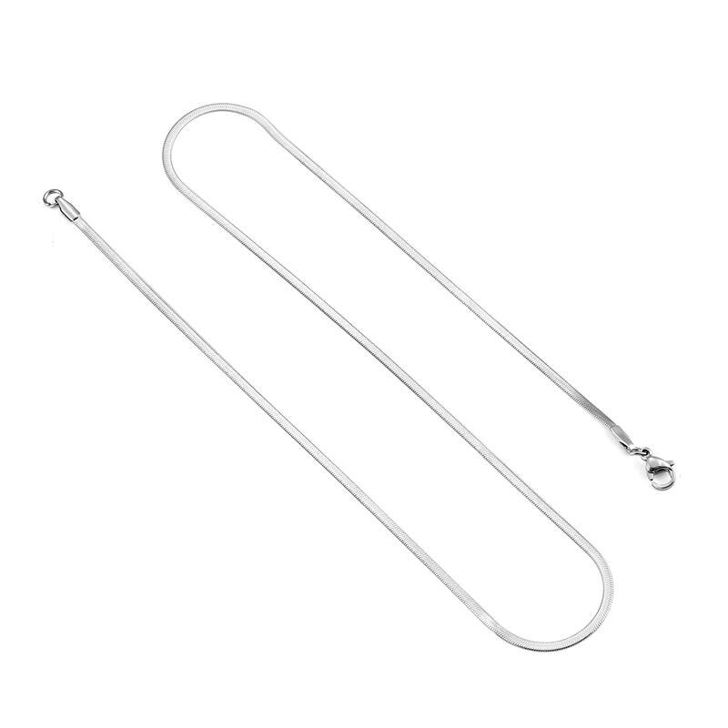 Collier plat en acier inoxydable pour hommes, chaîne serpent filmée imperméable, , bijoux, différentes longueurs, ras du cou, clavicule: 60cm / COULEUR OR ROSE