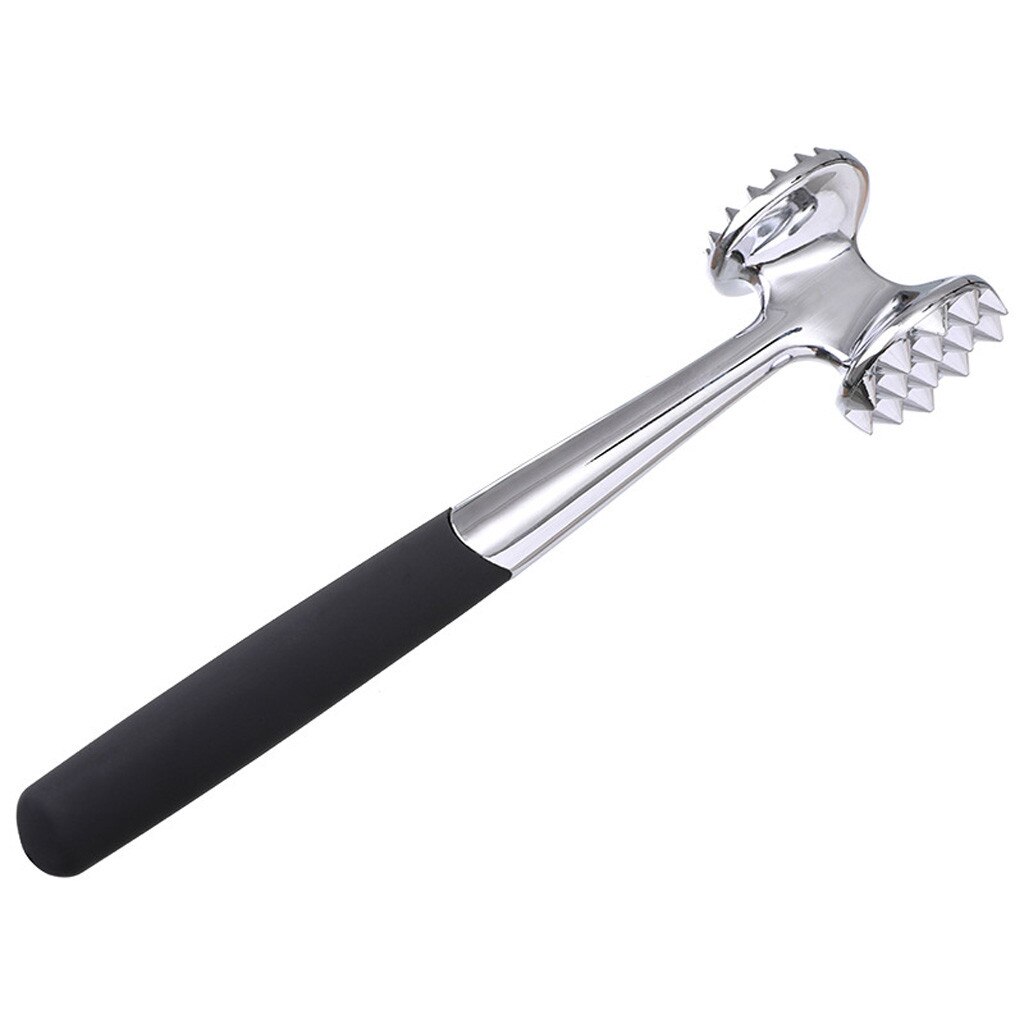 Kitchen double-sided meat tenderizer, metal meat hammer, household stainless steel rolled meat steak meat tenderizer: A