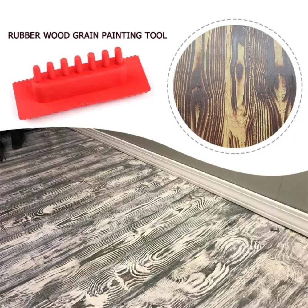 Rubber Wood Grain Paint Roller Imitation Wood Grain Pattern Paint Brush Home Decor Art Embossing DIY Wall Painting Tool