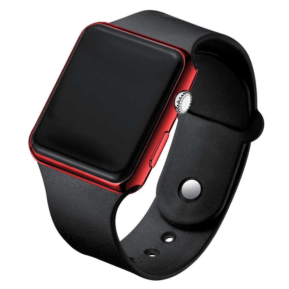 Eenvoudig digitaal horloge voor heren Dames Mode Sport LED elektronisch horloge Zwart siliconen polsbandje Casual herenhorloge Reloj Hombre: Rood