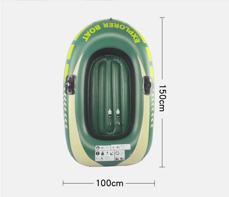 PVC inflatable boat fishing boat rubber boat PVC canoe thickened drift boat single seat boat double seat boat: Green  single seat