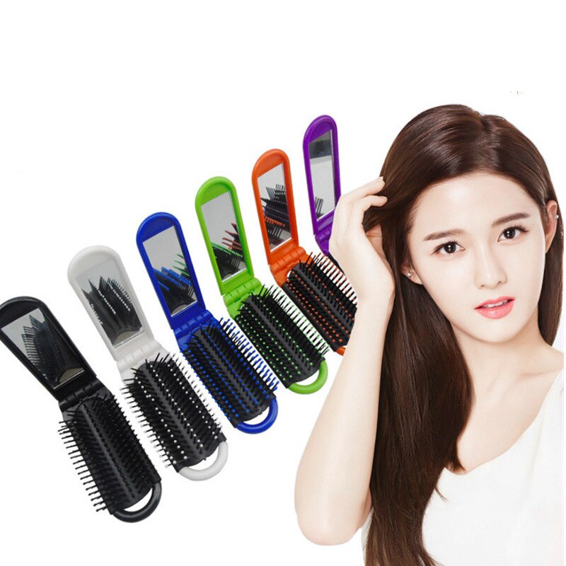 11*4.2cm pettine da viaggio per borsa tascabile pettini da viaggio professionali spazzola per capelli pieghevole portatile con specchio compatto