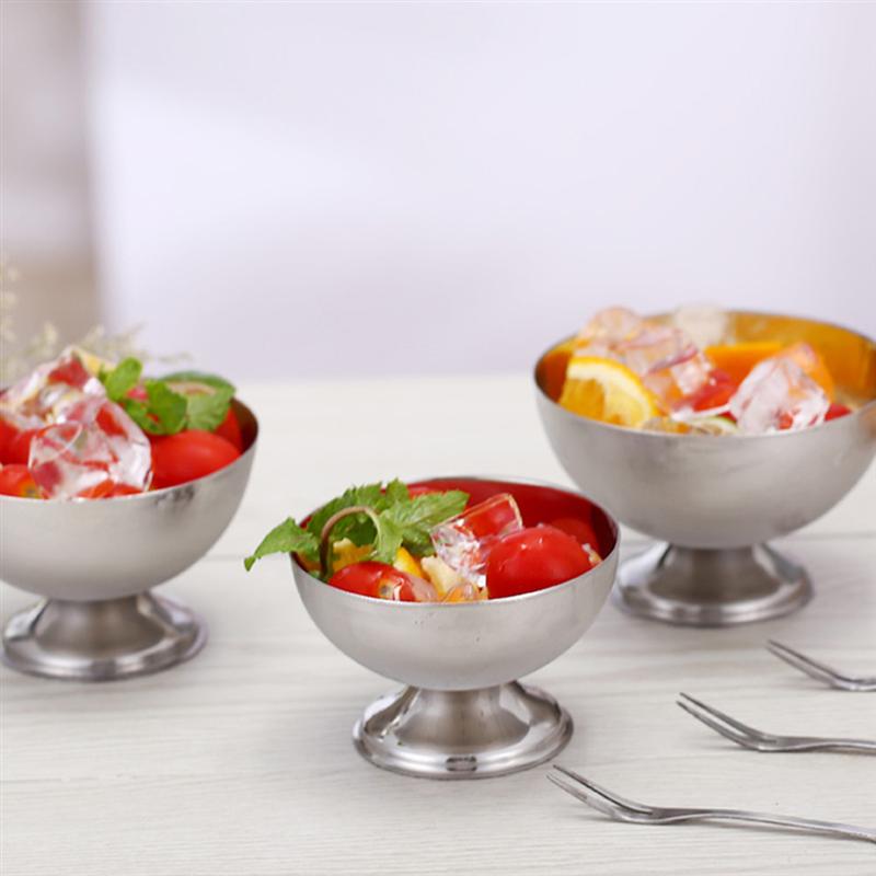 Kitchen Bar Party Supplies Stainless Steel Salad Cup Ice Cream Bowl Milkshake Dessert Salad Cup Dessert Fruit Metal Bowl