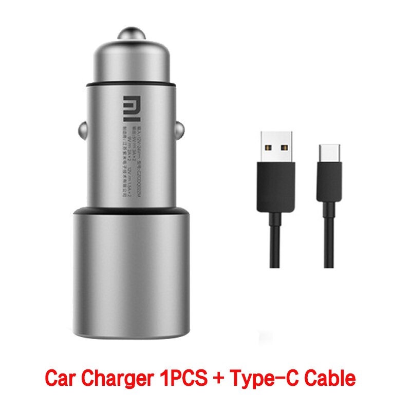 Original Xiaomi Car Charger QC 3.0 Dual USB Quick Charge 5V/3A 9V/2A Mi Car-Charger For Android iOS For iPhone Samsung Huawei: 1PCS Type-C Cable