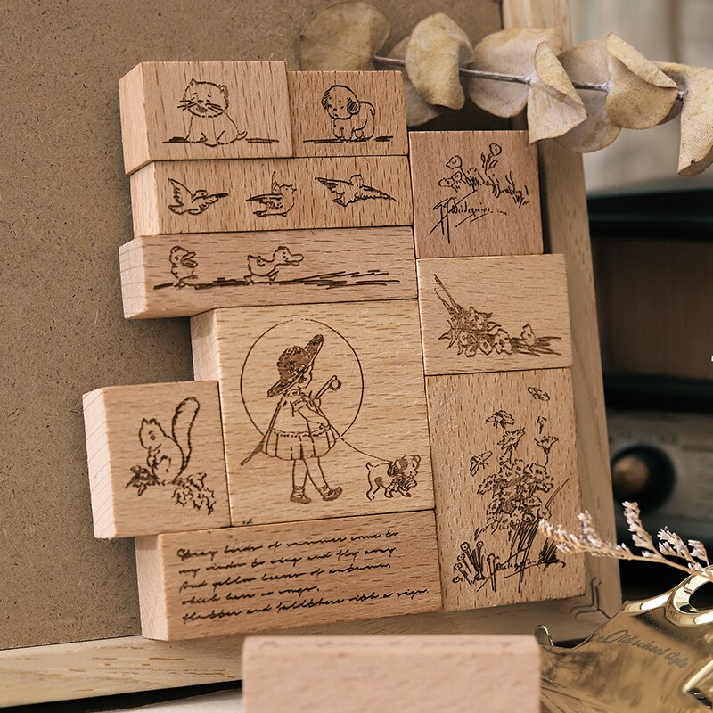 Pastorale poésie série décoration timbre rétro en bois caoutchouc timbres pour scrapbooking papeterie bricolage artisanat standard timbre