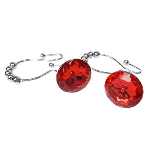 12 Stks/set Badkamer Bling Ronde Acryl Strass Decoratieve Douchegordijn Haak: Rood