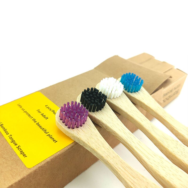 Eco-friendly Bamboo Toothbrush Eco Friendly Wooden Tooth Brush Soft Bristle Tip Charcoal Adults Oral Care Cleaning Teeth Brushes: Tongue scraper