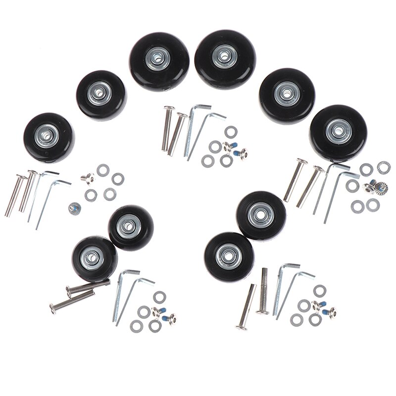 1 sæt bagage hjul kuffert udskiftning hjul aksler reparation gummi rejse bagage hjul sort med skrue 5 størrelser