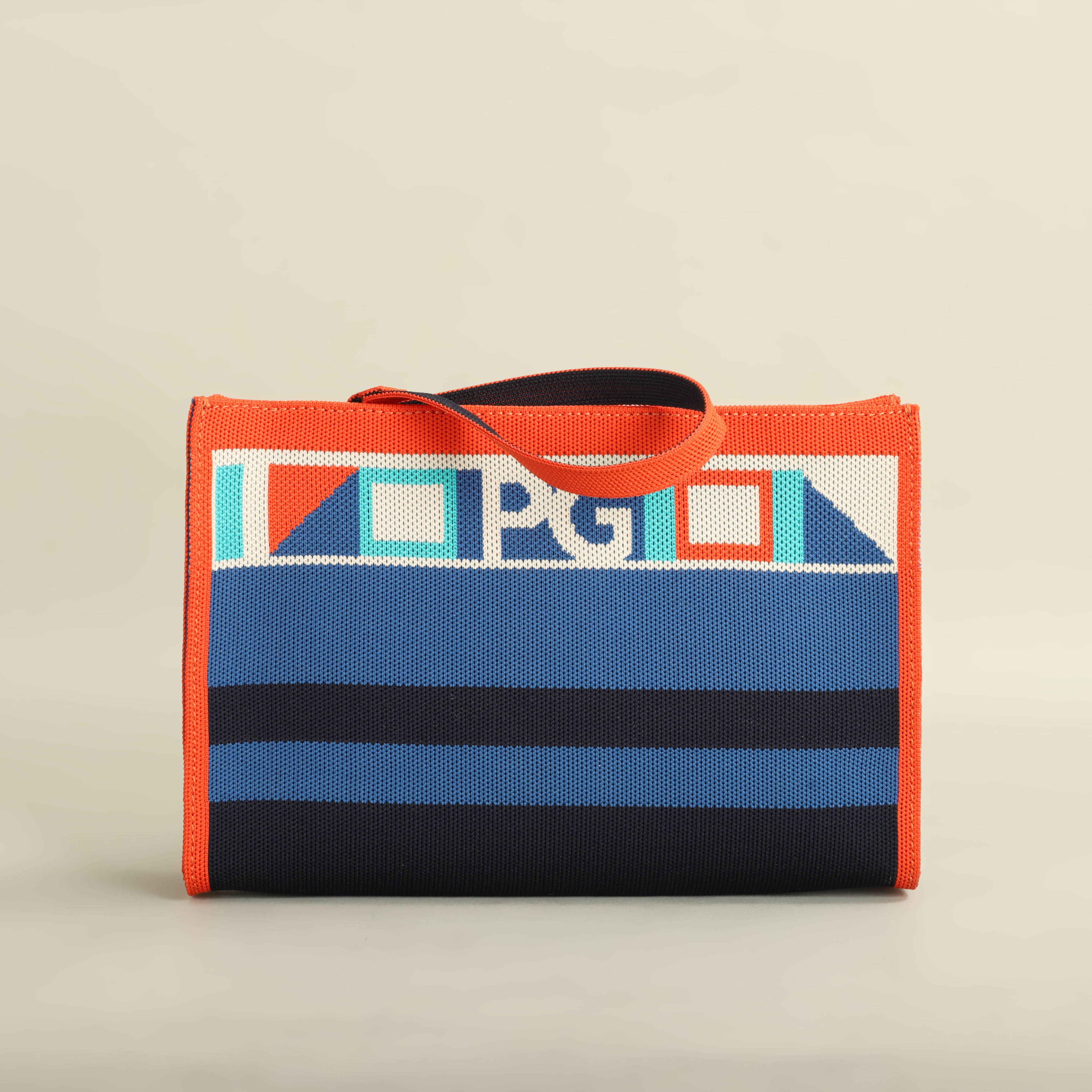 PG PATSY GARIS Unique style shopping colorful striped handbag handbag: Beige