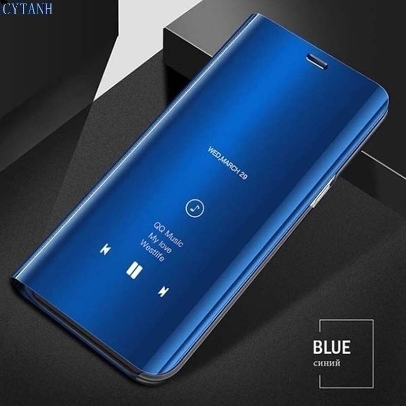 Samsung A52 przypadki inteligentne lustro odwróć magnetyczny stojak książka telefon pokrywa dla Samsung Galaxy Sam Sung A 52 52a 6.5 &#39;&#39;zderzak Coques: Blue / for samsung a52 5G