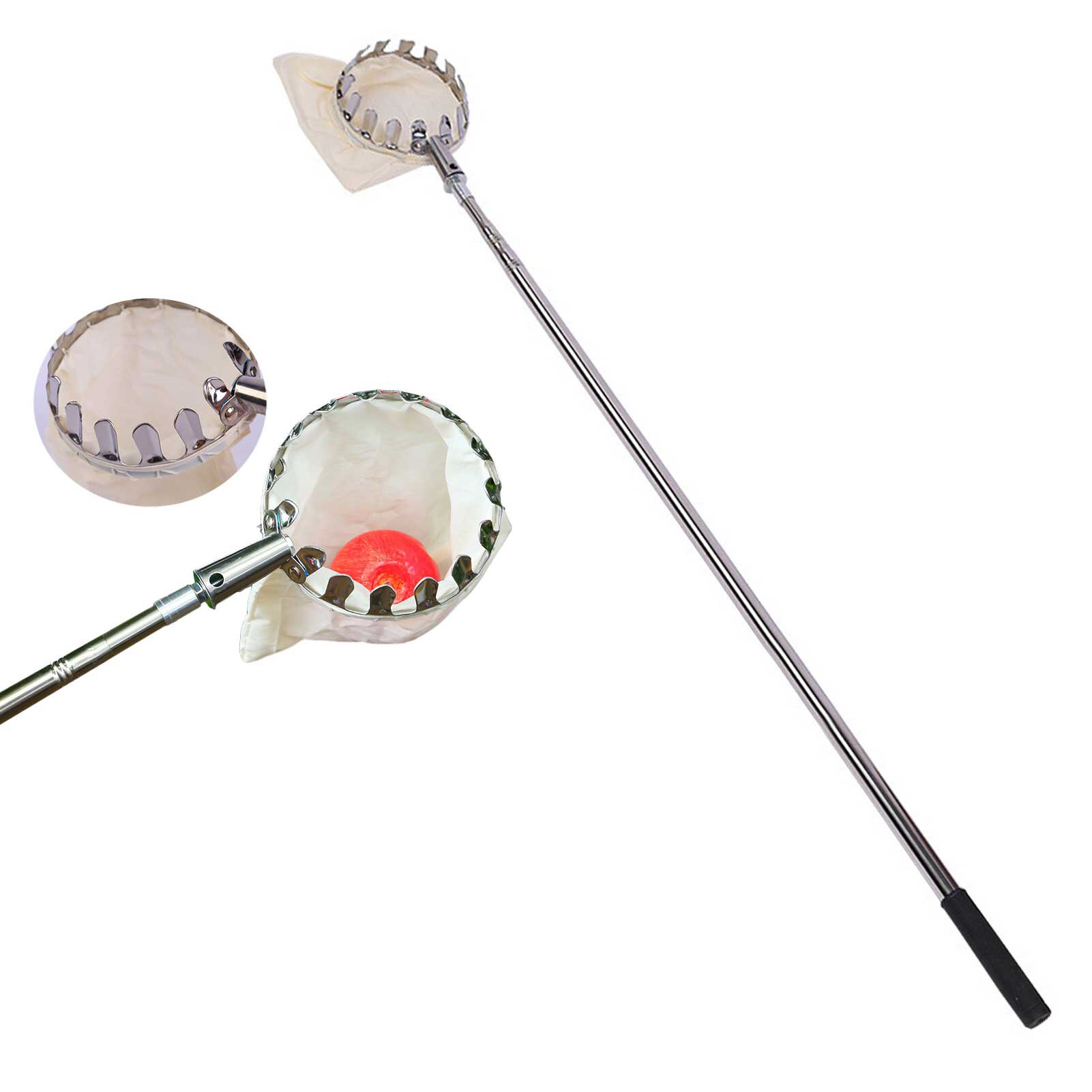 Asta telescopica per raccoglitrice di frutta con borsa telescopica per raccolta di frutta strumento per la raccolta di melone da giardino: Default Title