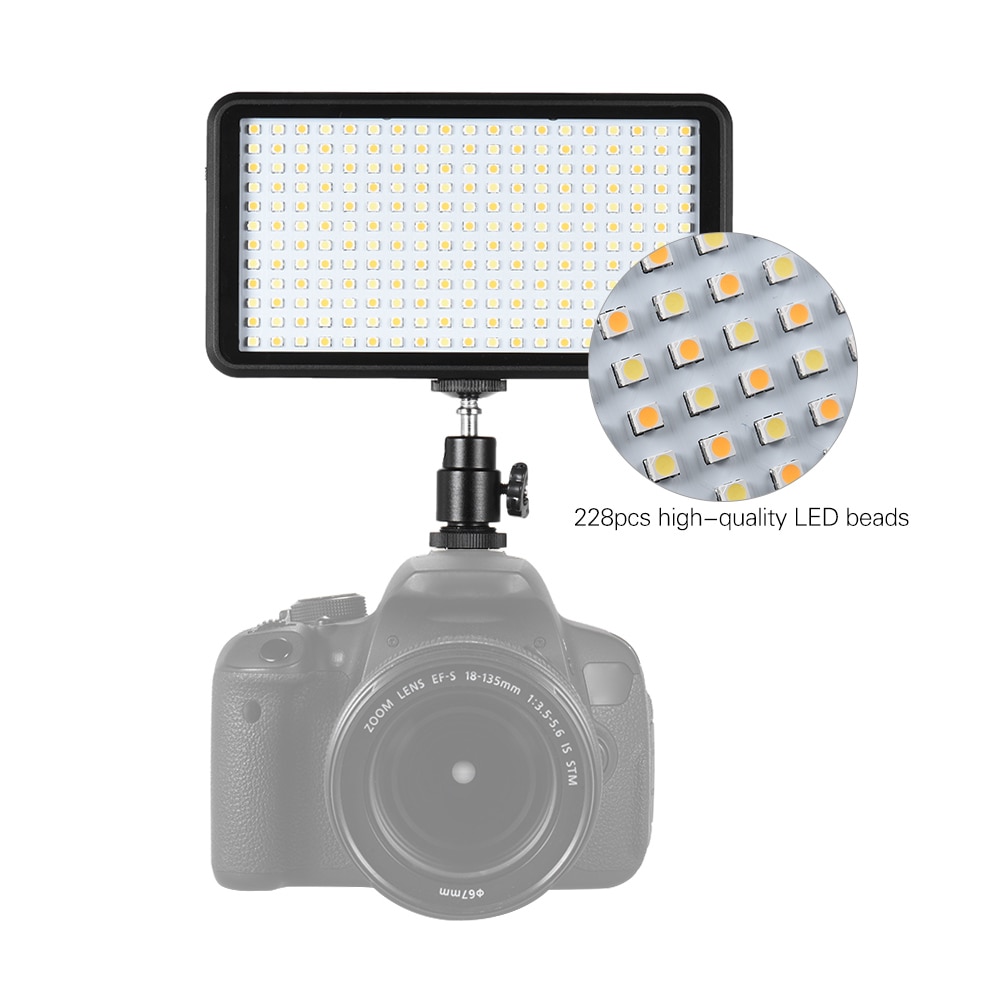 Andoer-Panel de luz LED ultrafino 3200K/6000K, lámpara para estudio de fotografía y vídeo, cuentas de 228 Uds. Para Canon, Nikon, cámara DSLR, videocámara DV