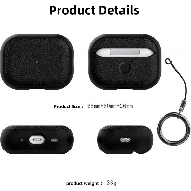 Funda de cuero Compatible con AirPods Pro 2 Generación AirPod 1 3 4 Max Funda protectora de TPU suave con llavero El LED frontal visible