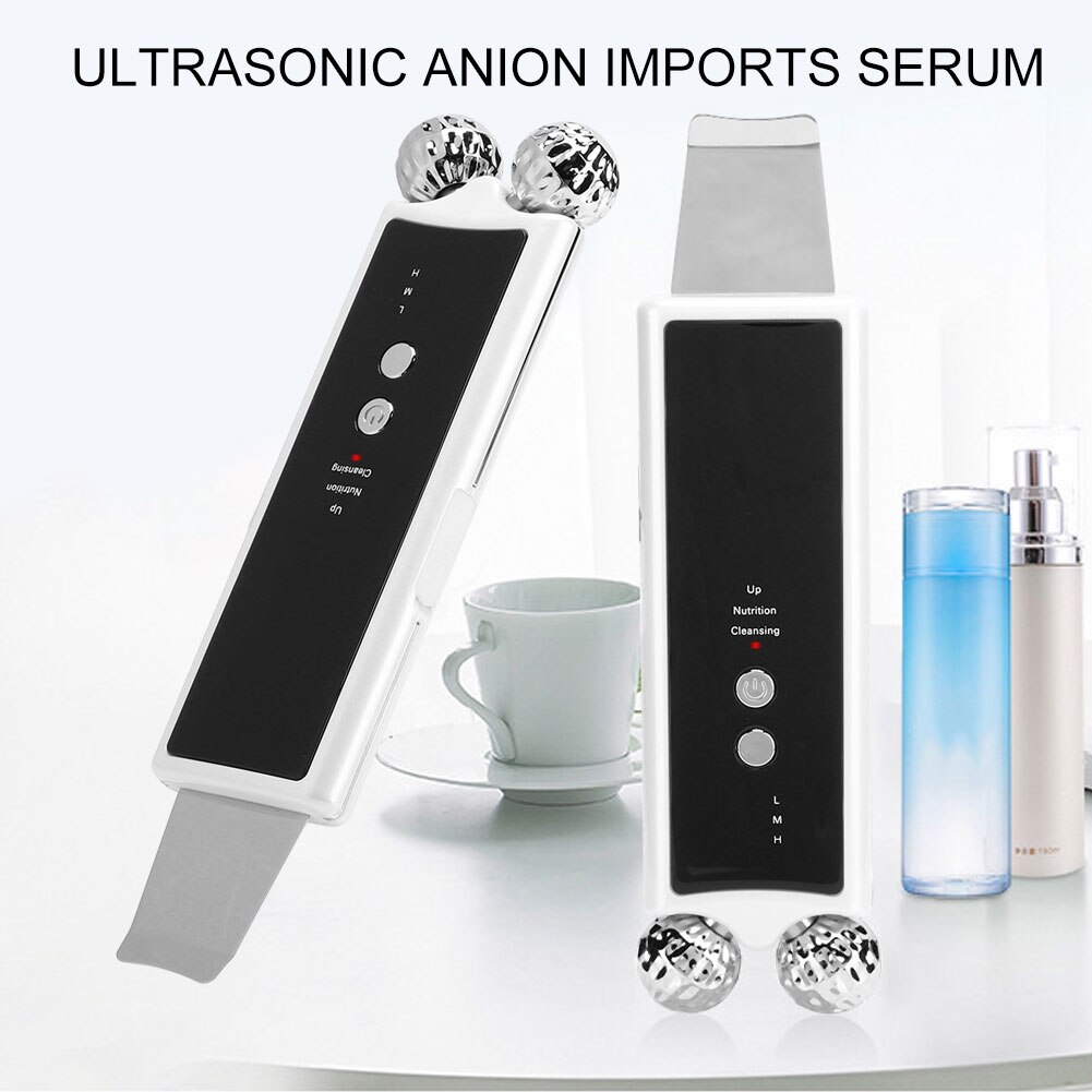 3D EMS Double-Roller Ultrasonic Skin Scrubber Blackhead Removal Beauty Machine