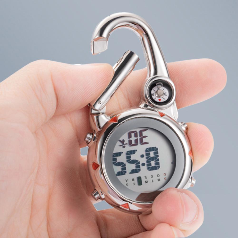 Digital mosquetón Clip de relojes luminosa Anti-arañazos precisa mochila cinturón al aire libre Brújula de deporte en el reloj para escalada al aire libre