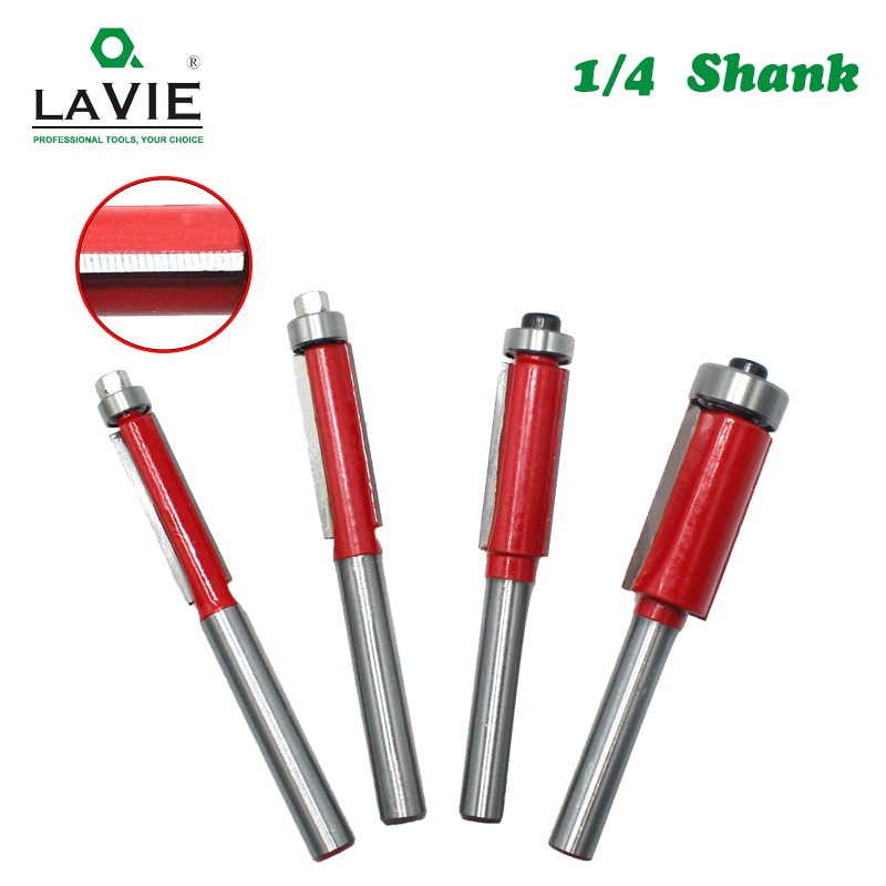 LAVIE 1pc 1/4 Inch Shank 6.35mm Flush Trim Router Bit for Wood Trimming Cutter with Bearing Milling Cutter Woodworking MC01029
