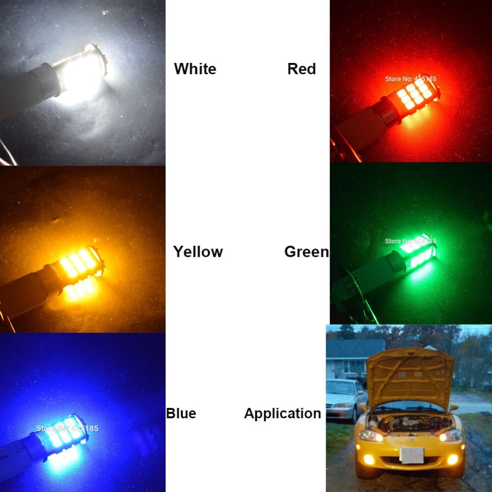 2x højeffekt 4w h1 biler auto tågelygter pære kørelys 2835 33 smd 3000k gule bil leds lastbiler 12v 24v rød hvid blå grøn