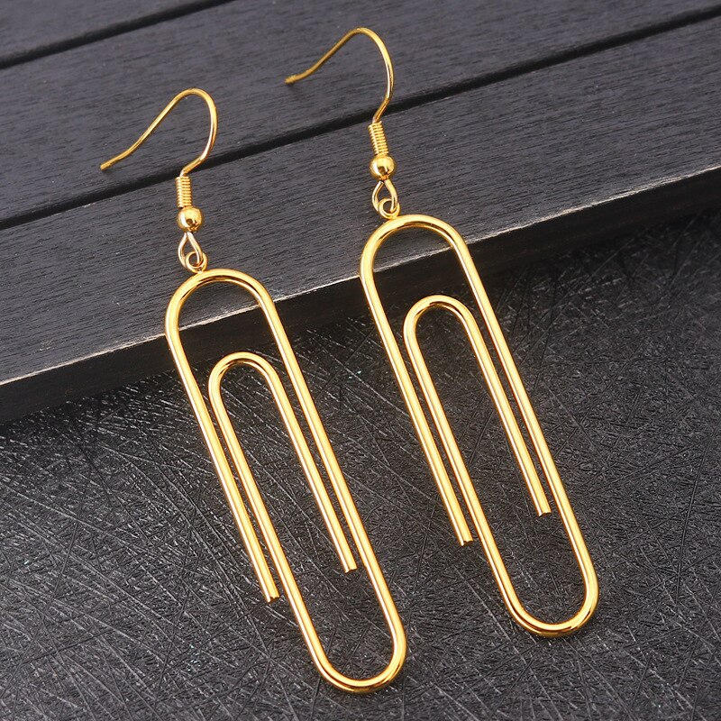 1 Paar Trendy Unisex Punk Rock Stijl Veiligheid Pin Paperclip Oorhaak Dangle Oorbellen Prachtige Sieraden Voor Vrouwen mannen