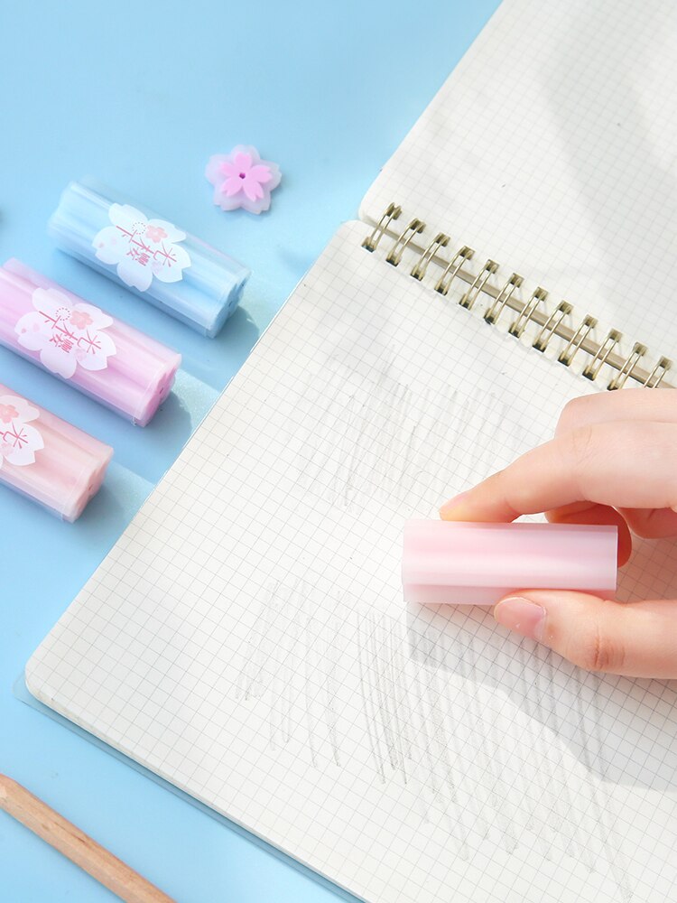 1pcs Cherry Rubber Eraser Mini Pink Sakura Flower Erasers for Pencil Cleaning Stationery Office School Supplies Girl F152