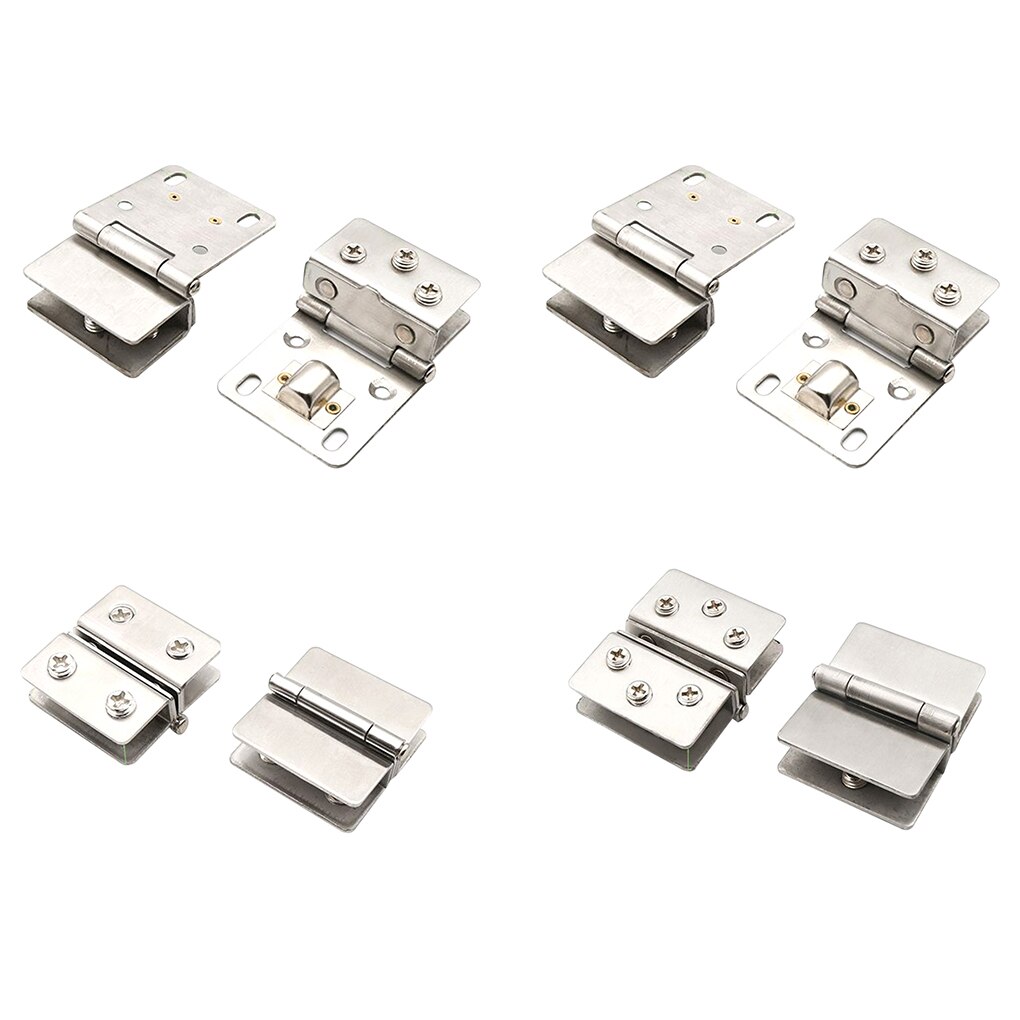 Stainless Steel Glass Door Clip Hinge Free Perforated Cupboard Glass Door Single And Double Hinge Furniture Hardware Accessories