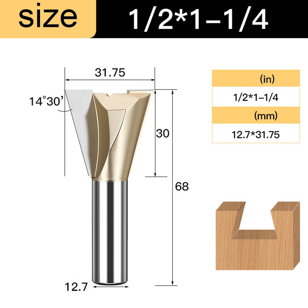 Tideway Dovetail Router Bits Joint Milling Cutter Tools for Furniture Building Cabinet Making Engraving Cutting Tool for Wood: W00117
