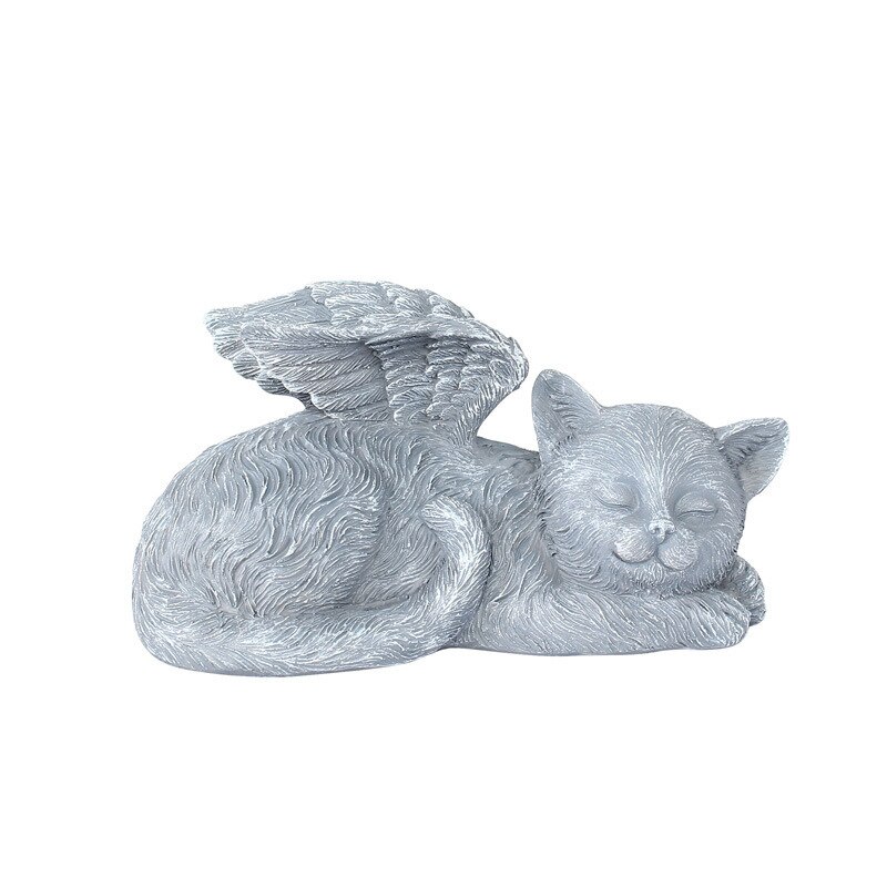 Lápida conmemorativa de resina para mascotas, Ángel, perro y gato, decoración de jardín, Ángel, gato y perro, artesanía conmemorativa para mascotas, decoración: Cat