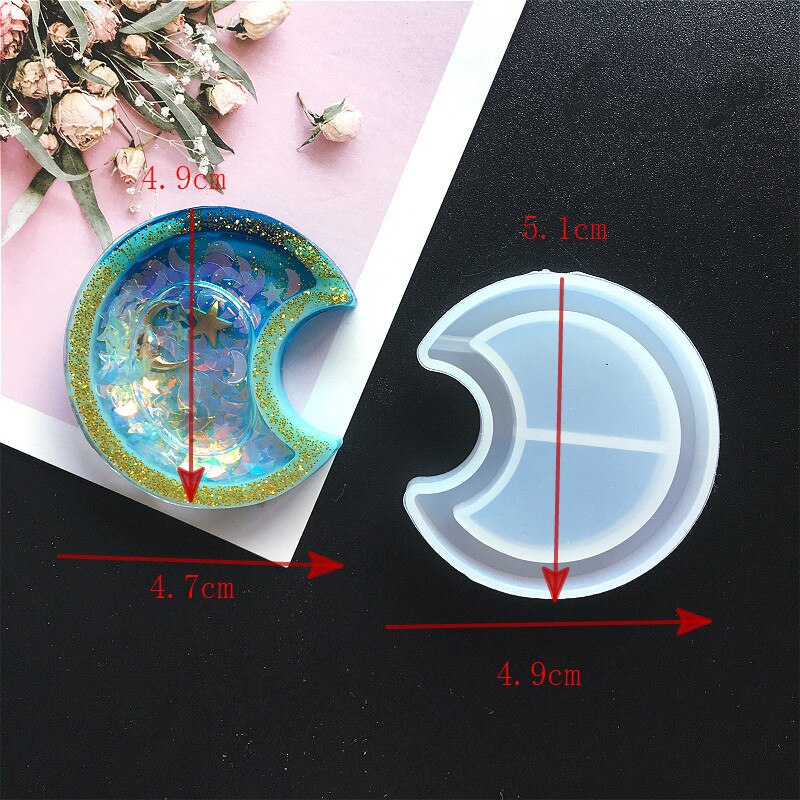 Diy Liefde Ster Drijfzand Kristal Epoxyhars Mal Uv Maan Kat Quicksand Sleutelhanger Siliconen Mal