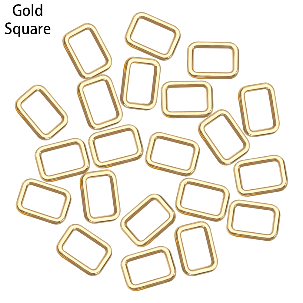 20Pcs 4Mm Mini Ovale/Vierkante/Driehoek Pop Zak Gesp Diy Pop Ultra-Kleine Bagage Kleding schoenen Hardware Onderdelen Accessoires: Gold-Square