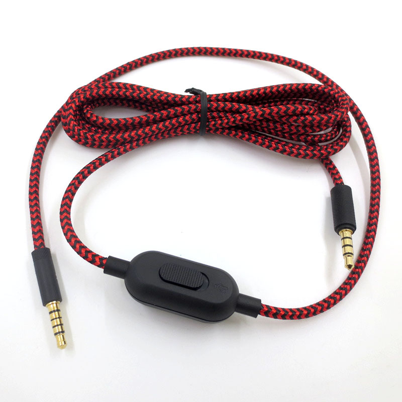 2,0 m geflochtenes Ersatzkabel, Verlängerungskabel für Logitech G433 G233 G Pro X Gaming Headset mit Stummschaltung, Lautstärkeregler-Clip: Rot