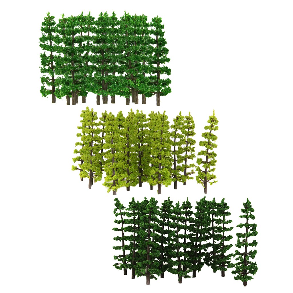 Pack of 60 Fir Models Tree 9cm 1/100 for Railroad Diorama Architecture Scenery DIY