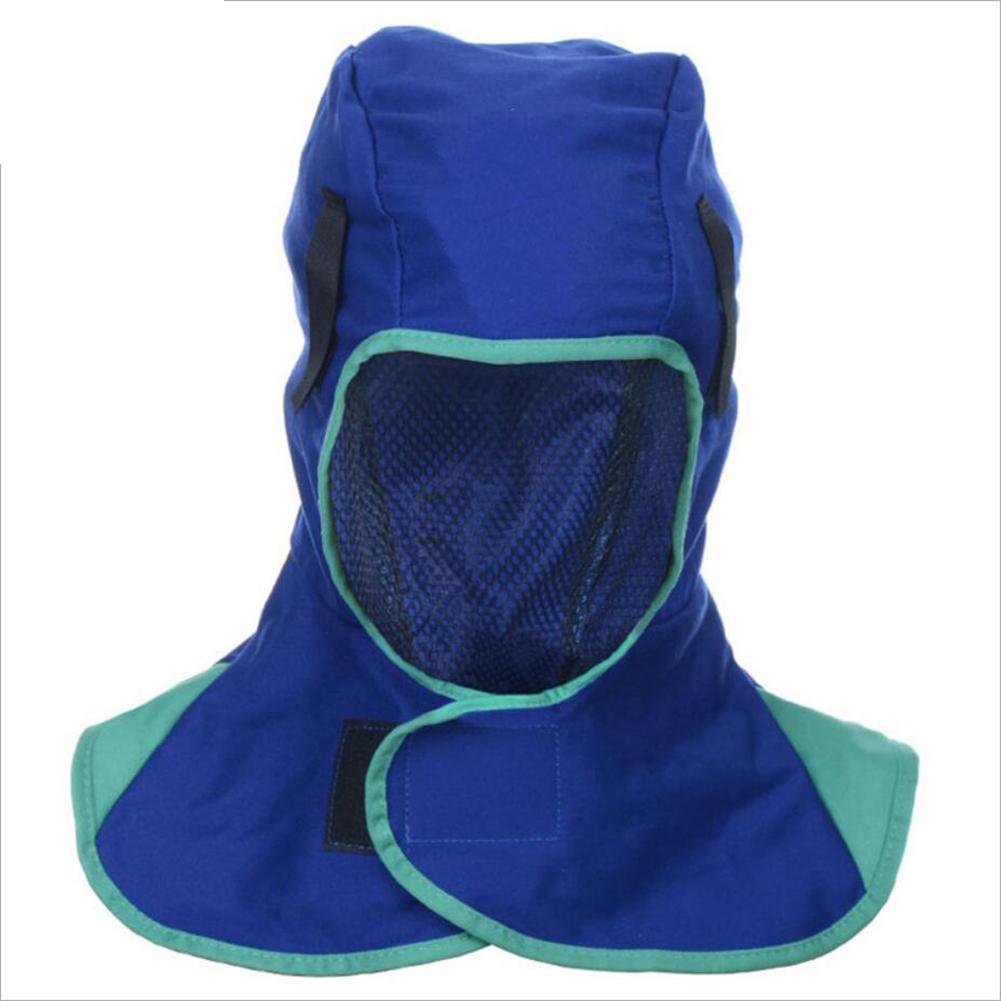 Flame Retardant Safey Helmet Welding Neck Protective Hood Welding Head Cap Cover Welding Helmets Welding Protective Equipment: Blue