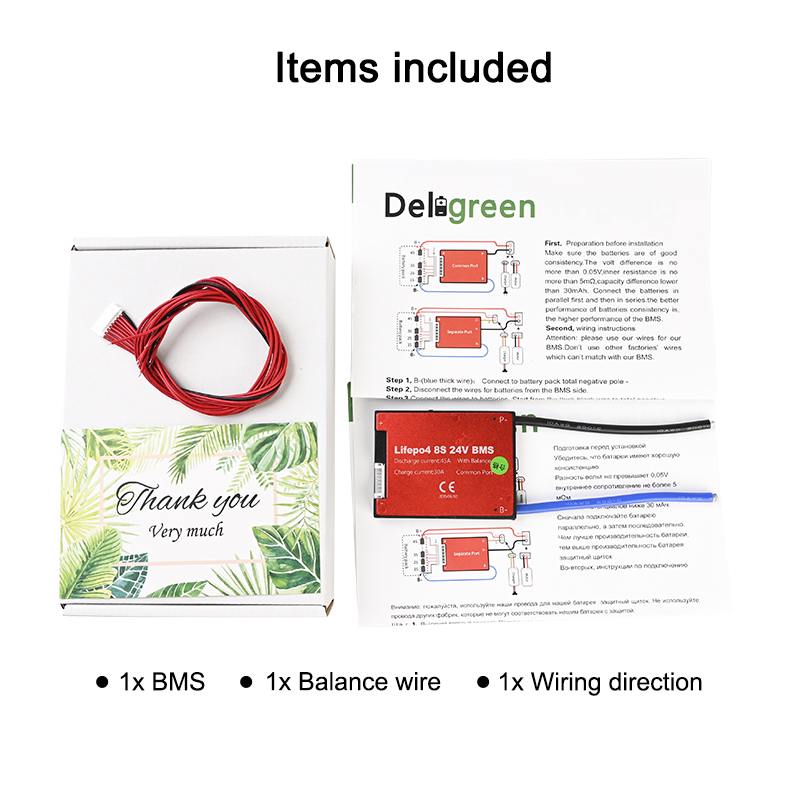 Deligreen 3S 10A 20A 30A 40A 50A 60A BMS per la batteria al litio 3.7V con porta di ricarica separati per 18650 Li-Ion confezioni