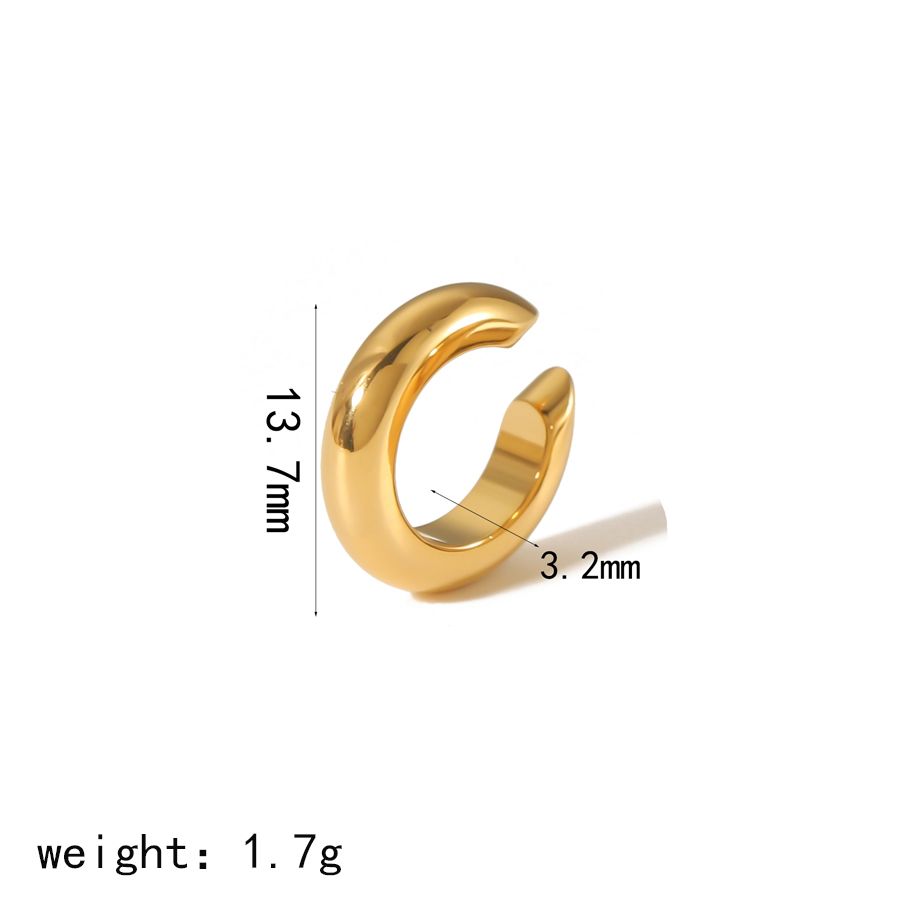 18K Gold Color Stainless Steel Multilayer Ear Clip Waterproof Metal Unique Trendy Women: Black Gun Plated