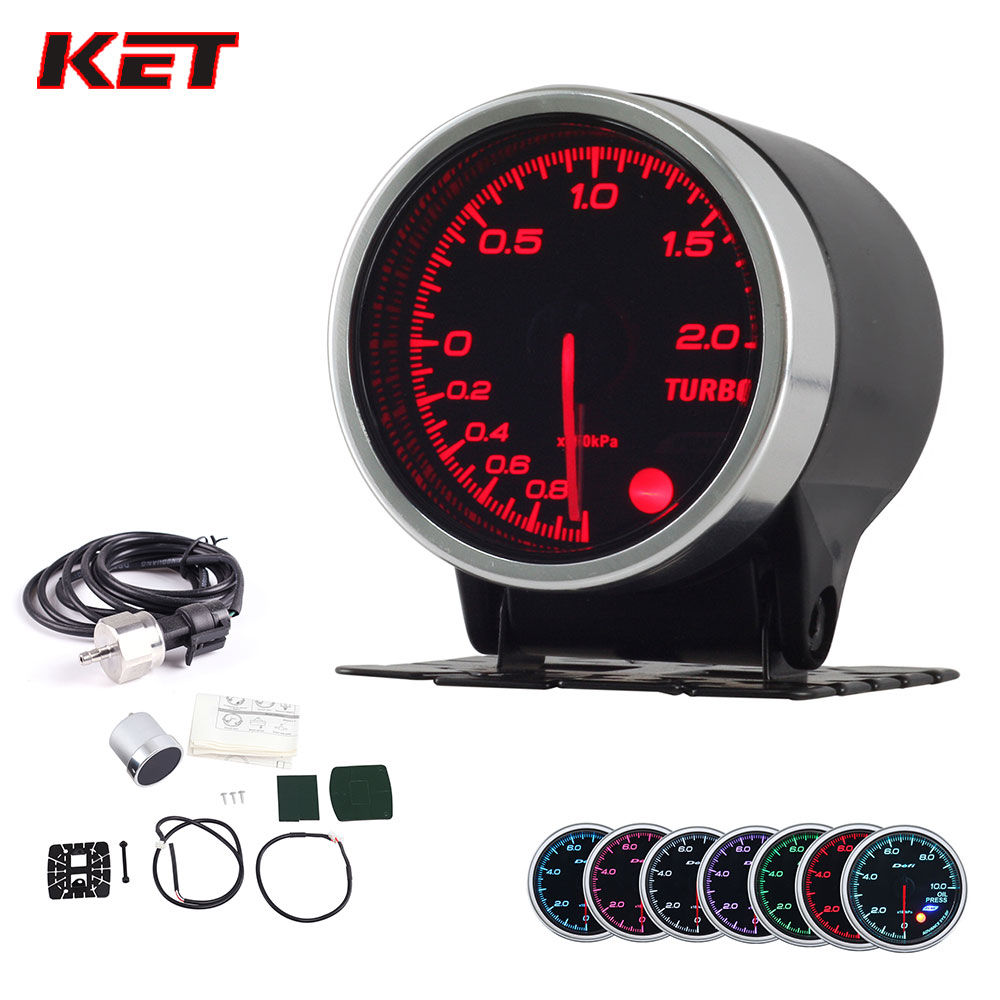 2 Inch 52MM Smoke Lens 2Bar Boost Gauge Turbo Boost Meter With Electronic Sensor