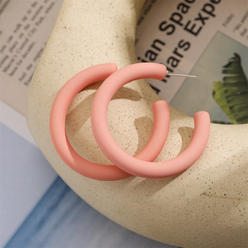 Iparam brincos de argola em resina, brincos de argola em formato de semicírculo c coreano, em acrílico redondo, 2021, joias da moda, presentes
