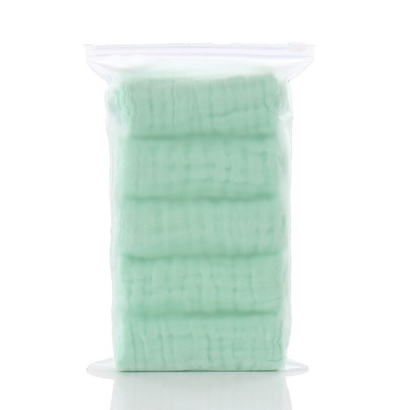 5 st/lot 100%  fyrkantig bomullshandduk muslin babyprylar för nyfödda gasväv babyservetter tvätta trasor babyhandduk och tvättlappar: Grön