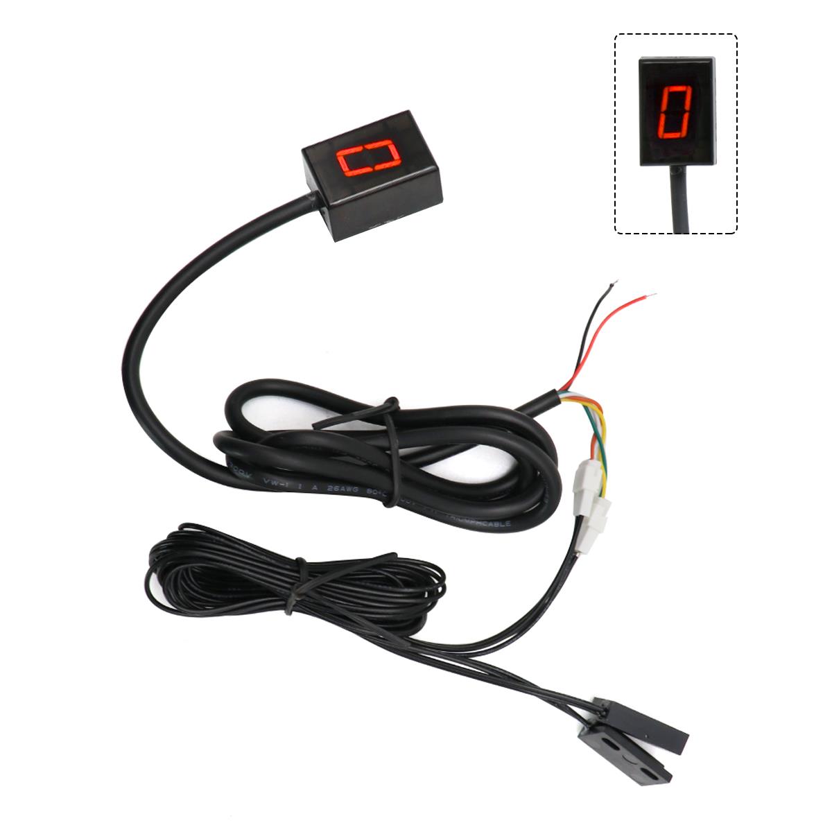 SCL MOTOS-indicador de marcha Digital Universal para motocicleta, 6 velocidades, pantalla LED, palanca de cambios, soporte magnético para indicador de marcha: Rojo