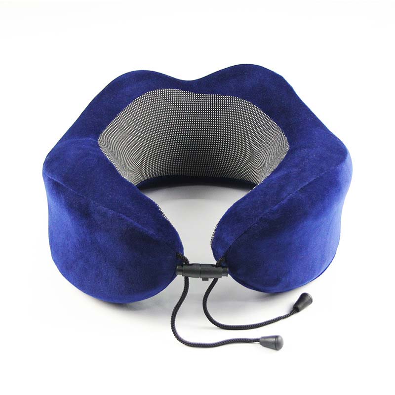 Memory foam nekkussen hoofdsteun reis vakantie rustkussen student massage pad 27 x 27 x 13cm: Blauw