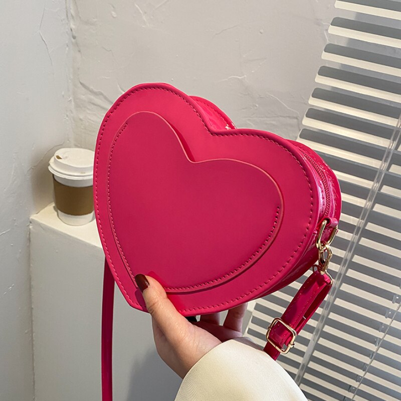 Bolso de hombro pequeño de de lujo para mujer, bandolera de piel sintética con forma de corazón, bolso de mano de noche