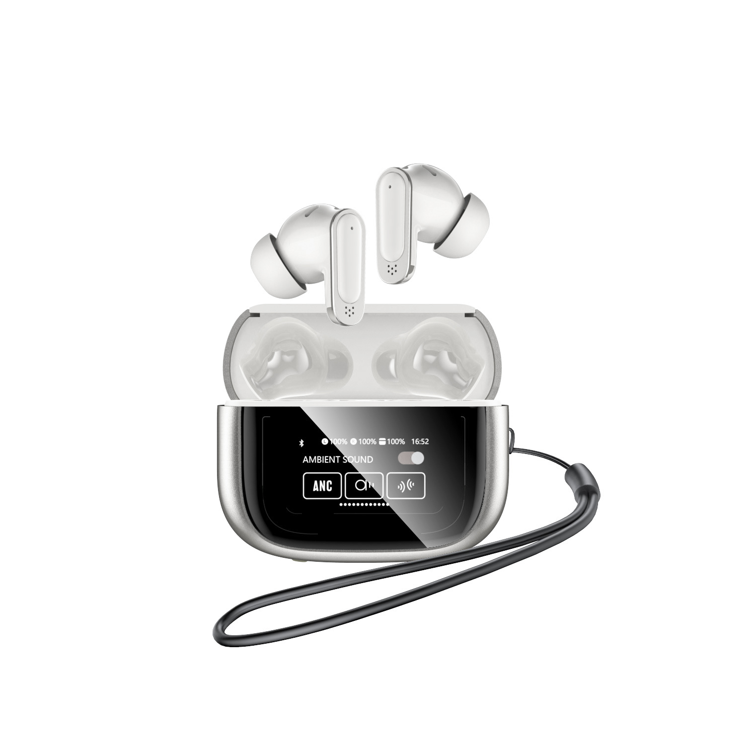 Xiaomi V11 Wireless Bluetooth Earphones Headphones Outdoor Sport Headset Noise Reduction With Display Touch Control Earbuds: WHITE