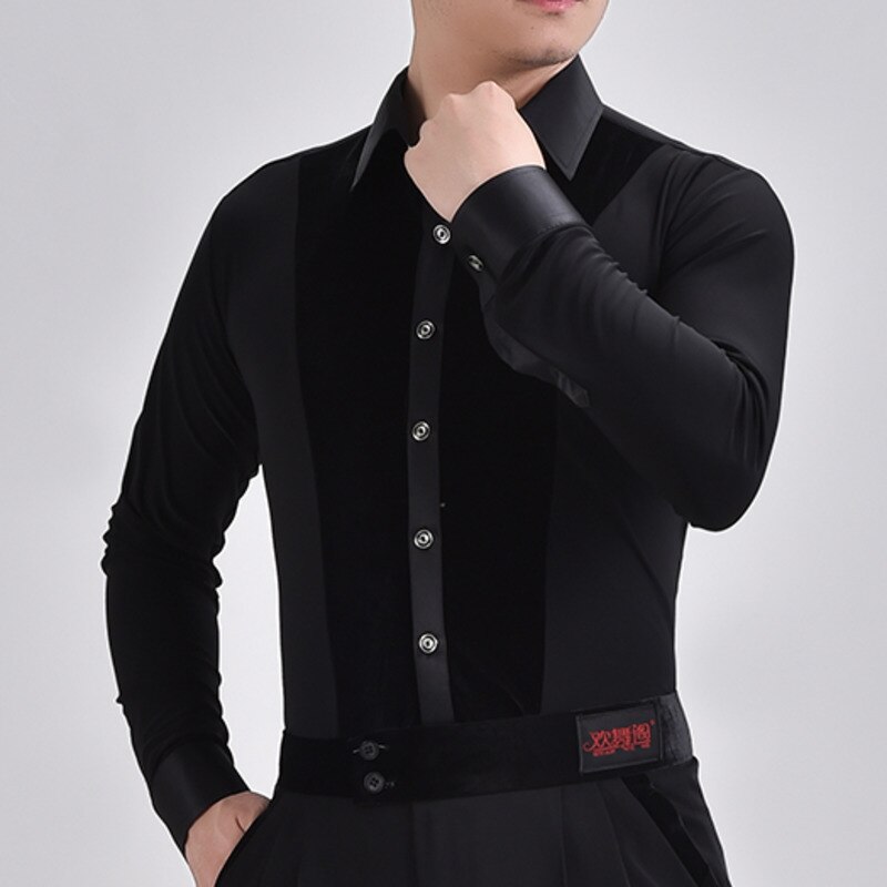 Chemise pour hommes, vêtements d&#39;entraînement de danse moderne, chemise Flamenco, concours de danse latine, vêtements de danse