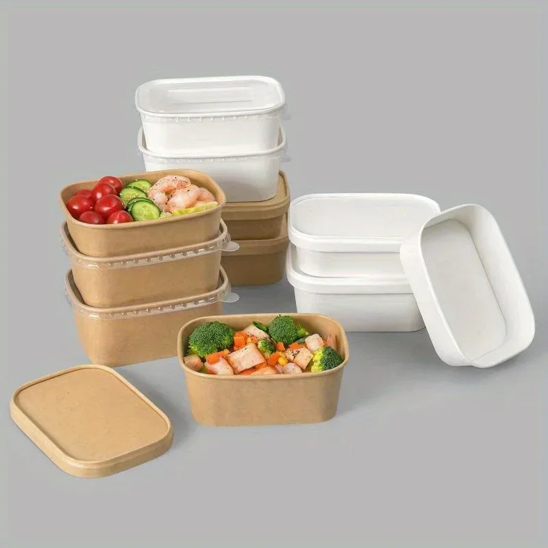 Disposable Lunch Box Eco-friendly Kraft Paper Food Grade Thickened Rectangular Takeaway Box Microwave Heating
