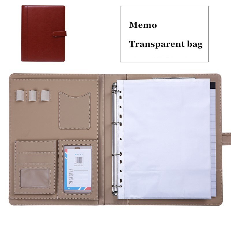 Luksusowy Organizer notatnik A4 klamra segregator Folder torba na dokumenty teczki z kalkulatorem notatnik artykuły papiernicze: A Red brown
