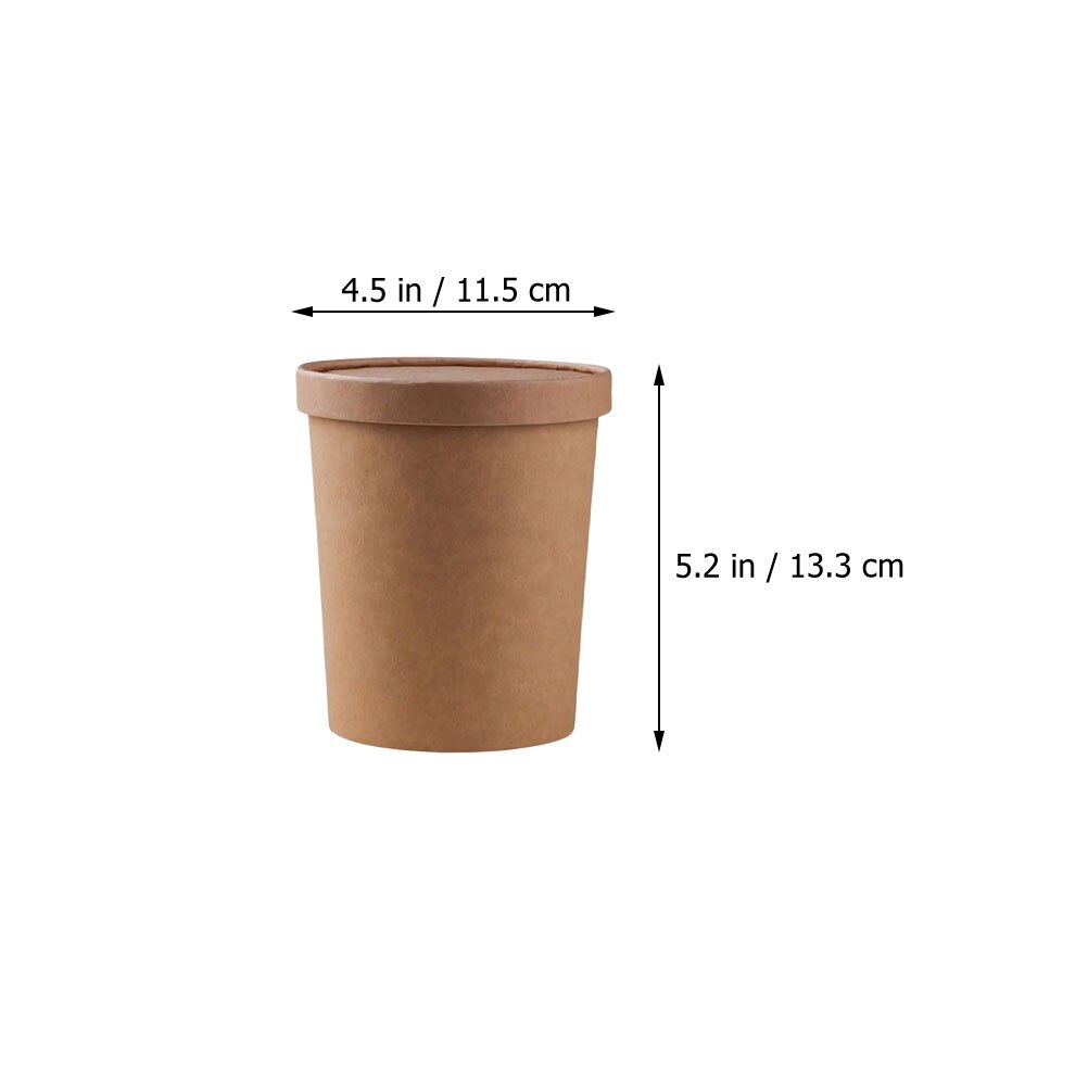 25 Sets Kraft Paper Packing Cups Porridge Cups Takeaway Boxes Waterproof Paper Cups