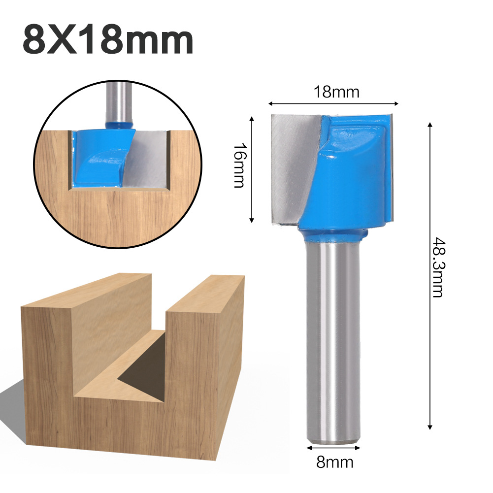 8mm Shank Surface Planing Bottom Cleaning Wood Milling CNC Cutter Engraving Knife Router Bit Woodworking Tools 10-32mm for wood: 8X18mm