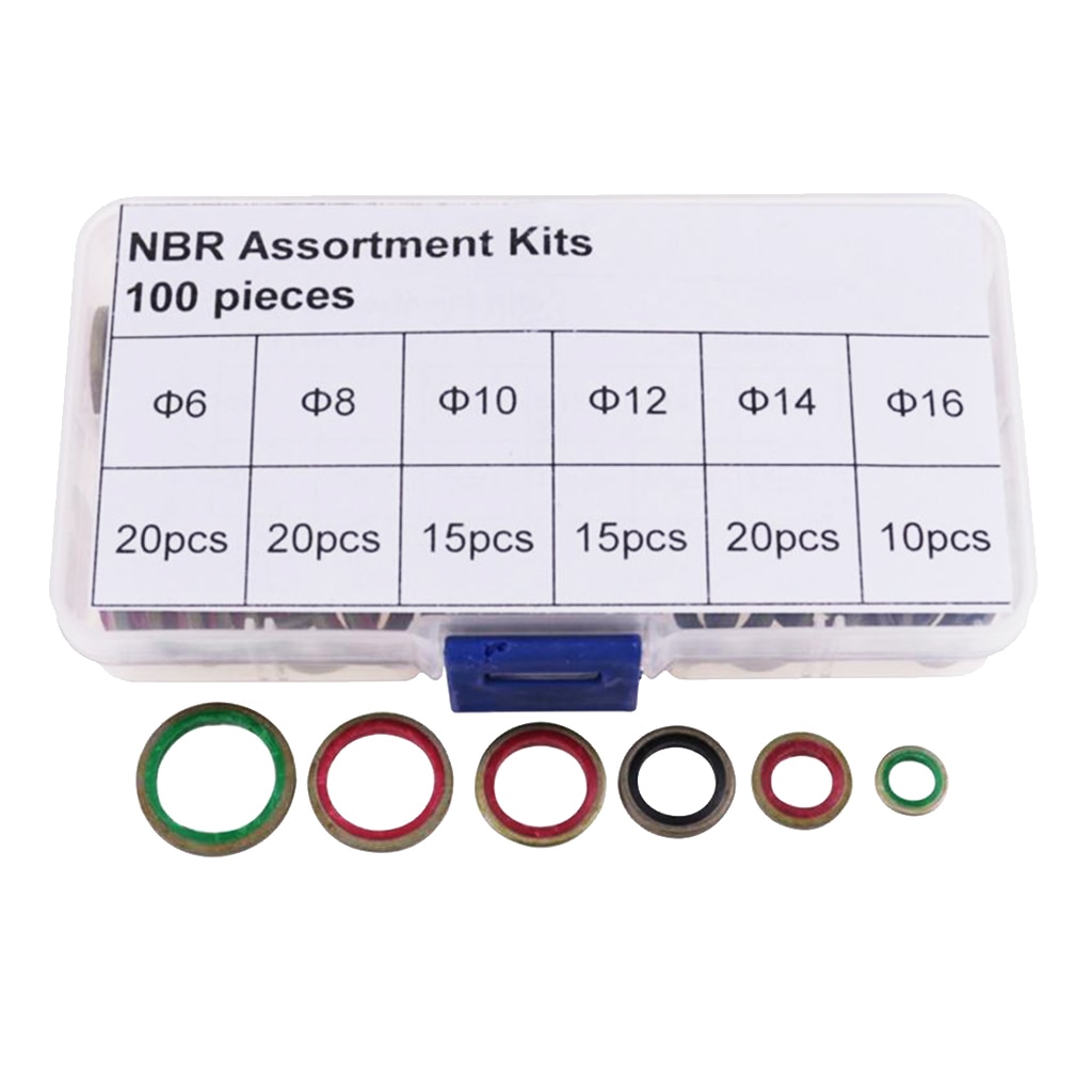 100 Pieces M6 M8 M10 M12 M14 M16 Self-Centered Seal Washer Kits