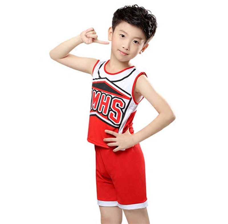Tenue de pom-pom Girl garçon pour garçons uniformes de l'équipe scolaire Performance pour enfants ensemble de costumes de compétition pour filles