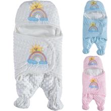 Manta de algodón con bordado de arcoíris para bebé, ropa de bebé de tirantes para bebé recién nacido, 12 montajes, 90x90