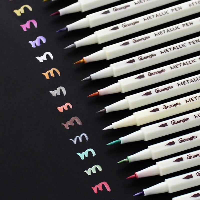 Rotuladores metálicos para dibujo y caligrafía, rotuladores artísticos de Anime para dibujo, suministros escolares y de oficina, 20 colores