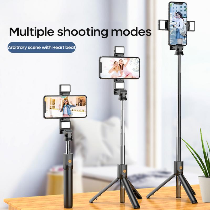 2 in 1 Telefon Selfie Füllen Licht Drahtlose Bluetooth Selfie Stick Faltbare Mini Stativ Erweiterbar Einbeinstativ mit Fernbedienung